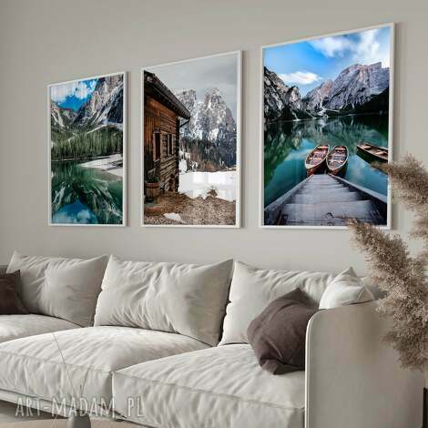 Zestaw plakatów 40x50 cm Dolomity - górskie jezioro (tryptyk 3 szt.)