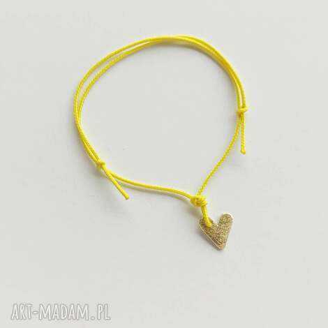 Serduszko bransoletka handmade z mosiądzu i sznurka - regulowana