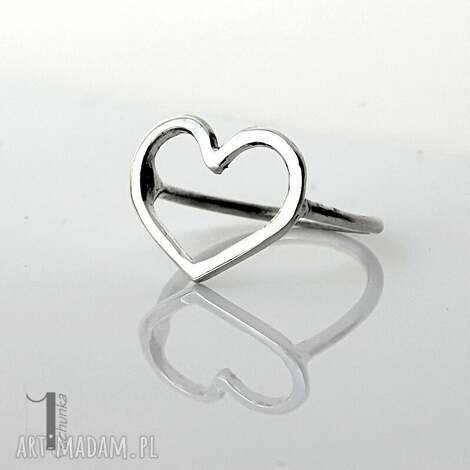 lovestory i - srebrny pierścionek serce metaloplastyka srebro, delikatny