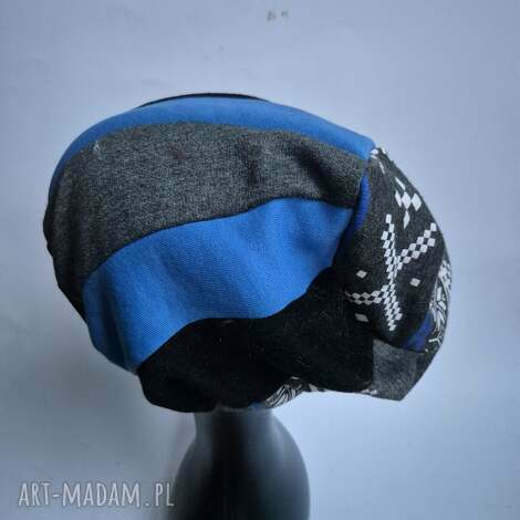 czapka patchworkowa uniwersalna na podszewce,uwaga poezja: kiedyś była