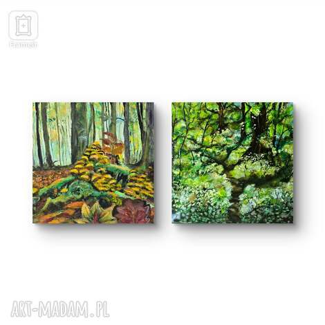 Leśna kompozycja huba - obraz akrylowy na płótnie 50x50 cm (50x50x1 cm)