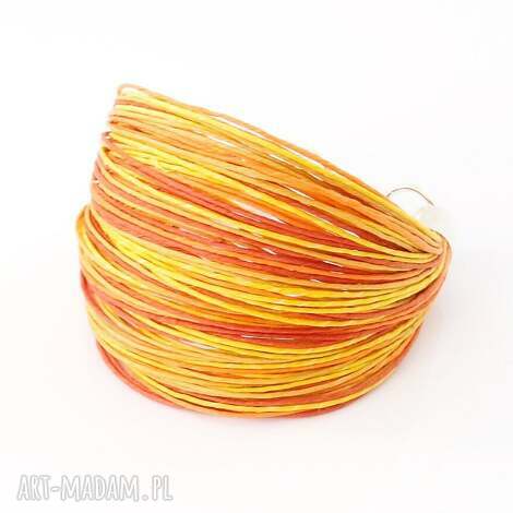Handmade bransoletka otulona lnem - Taronja (regulowana)