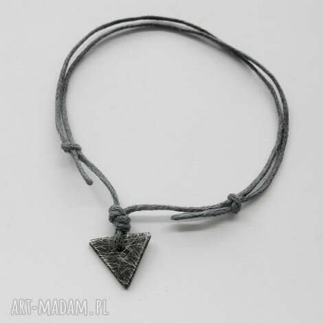 Bransoletka TRÓKĄT z oksydowanego srebra i sznurka - handmade