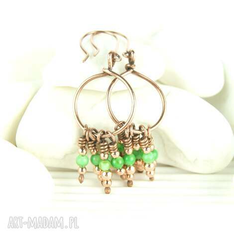 kolczyki boho z masą perłową, wire wrapping niej