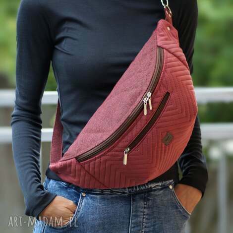 bordowa nerka xxl mini plecak nerkoplecak na prezent, pluszowa saszetka