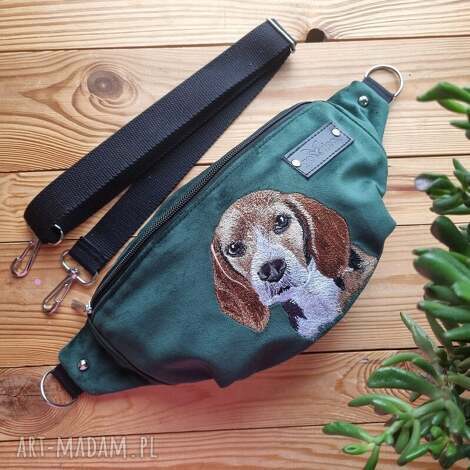 Nerka saszetka haft Beagle - pojemna, wegańska, ręcznie robiona