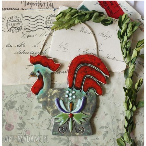 Kogut z wzorem kaszubskim - ceramika handmade na Wielkanoc
