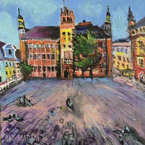 Toruń Rynek - ręcznie malowany obraz akrylowy 30x30 cm do salonu