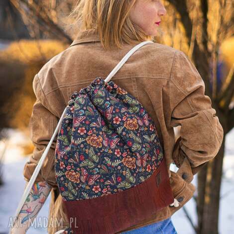 Designerski workoplecak z korkiem Motylem Jestem - elegancki plecak damski handmade