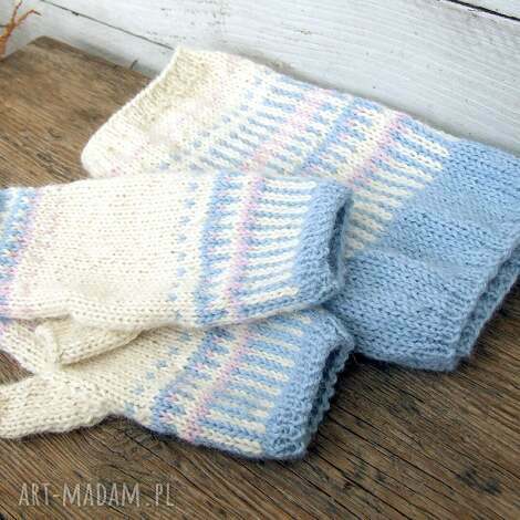 komin i mitenki - komplet z alpaki w pastelowych kolorach mitenki z alpaki, komin