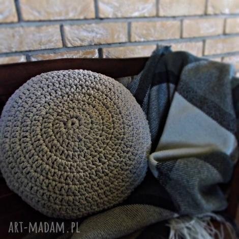 Okrągła poduszka ze sznurka bawełnianego 40 cm - szydełko handmade