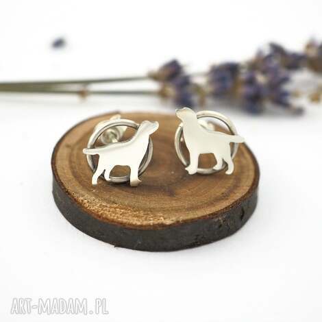 Kolczyki srebrne pieski labradory MINI FAUNA - pr. 0,925, ręcznie robione
