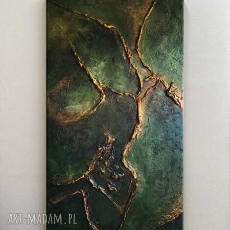efektowny duży obraz strukturalny abstrakcyjny płaskorzeźba 80x160cm duże obrazy