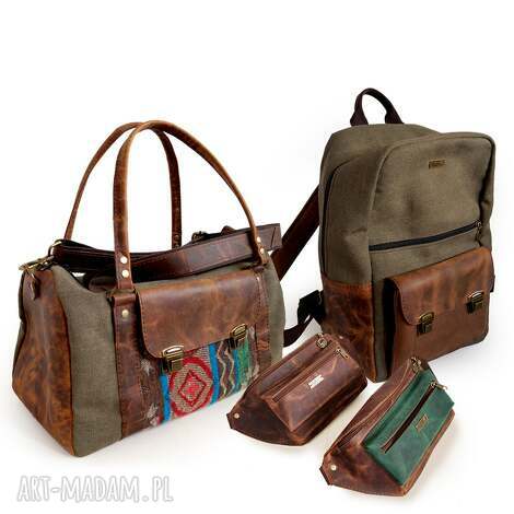 prezent ślubny zestaw toreb podróżnych skóra crazy horse brezent, torby podróżne