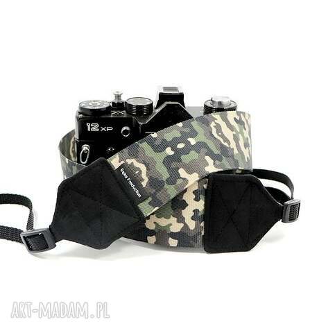 pasek do aparatu z kolorowej taśmy moro czarnym dla fotografa prezent