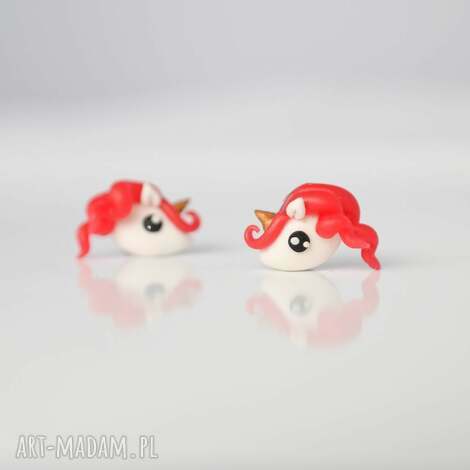 Małe kolczyki jednorożce Unicorn z modeliny Fimo - antyalergiczne końcówki ze stali chirurgicznej - art-Madam.pl