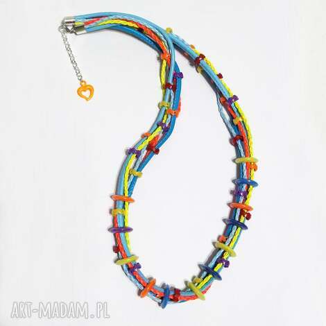 Kolorowe rzemienie z koralikami - naszyjnik handmade dla niej