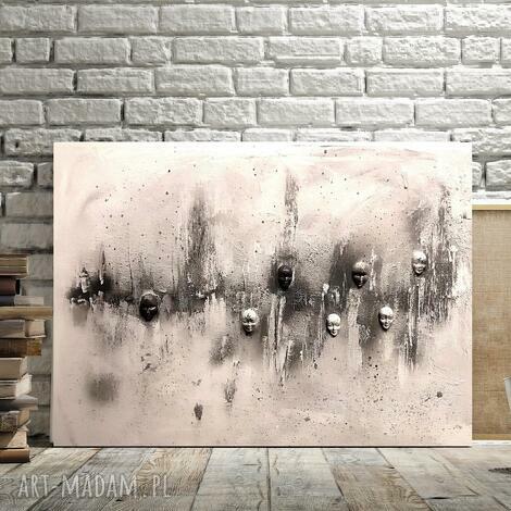 chaos obraz do salonu, gipsowe maski, maska, abstrakcja