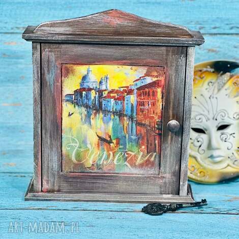 drewniana szafka na klucze, venezia, prezent, wenecja pudełka
