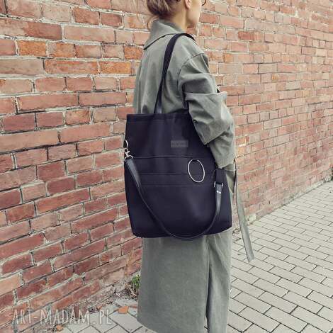 monest atelier czarna torba na zamek city noise black m, weganska praktyczna