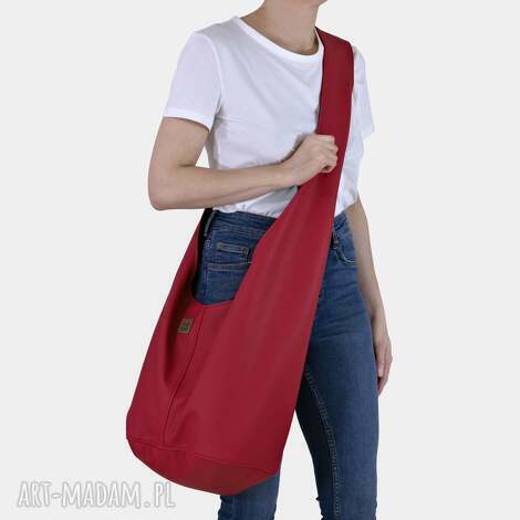 Czerwona torba hobo boho Long Boogi Bag na ramię - vegan