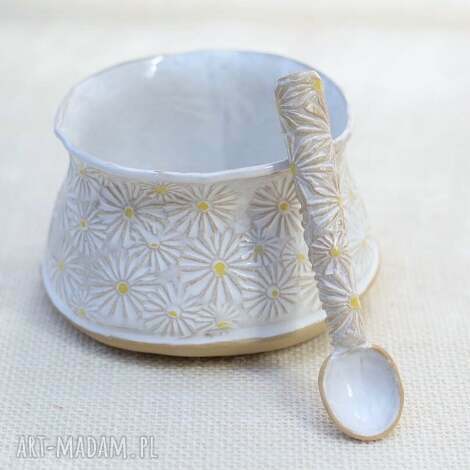 cukiernica z łyżką w stokrotki, pojemnik kuchenny, prezent na gwiazdkę