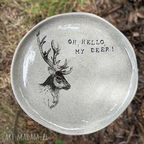 talerz ceramiczny handmade oh, hello, my deer, jeleń, polskie