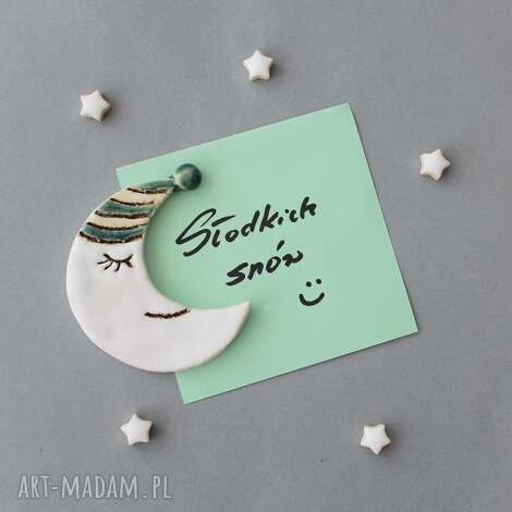 księżyc i gwiazdki - magnesy ceramika, minimalizm, prezent, skandynawski design