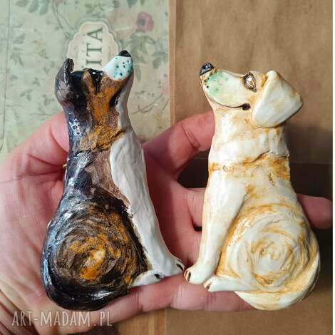 Psie magnesy ceramiczne na lodówkę - rękodzieło