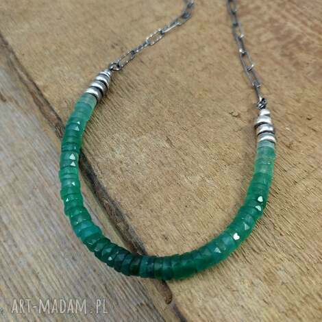 naszyjnik - talarki onyksu, onyks, srebro oksydowane, srebro 925