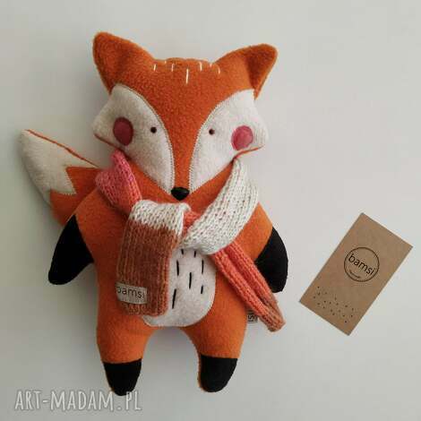 lis z szalikiem włóczki, fox prezent, pluszak, wyjątkowy skandynawski