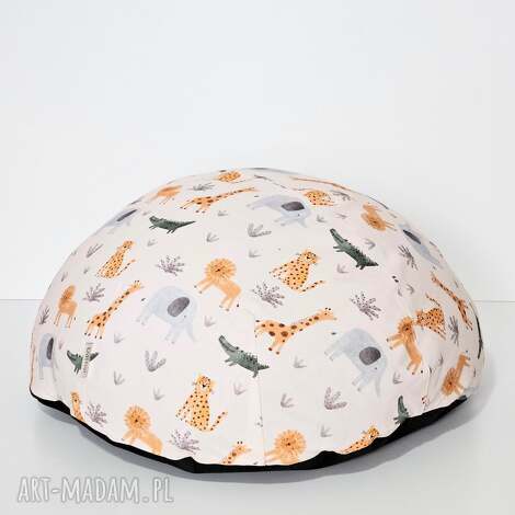 jasna ecru z odcieniami różu pufa dziecięca pastelowa sawanna pogodna i ciepła