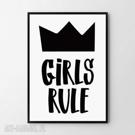 plakat obraz girls rule 50x70 cm b2 - dziecko, grafika