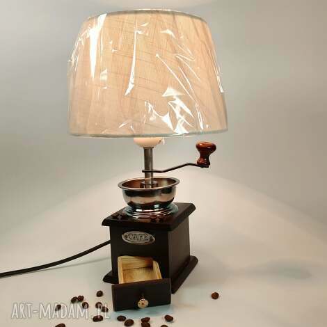 Lampka z młynka do kawy PRL - czarna vintage na stolik (E27, 33 cm)