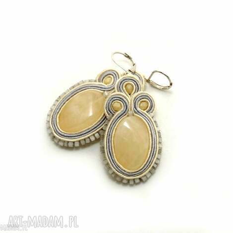 Kolczyki sutasz z awenturynami - delikatny haft soutache