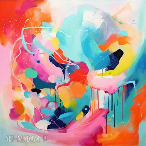 kolorowy obraz abstrakcyjny - wydruk na płótnie 70x70 cm kolorowa abstrakcja