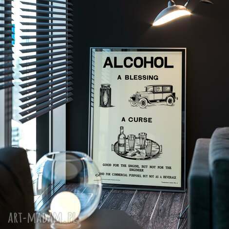 Plakat retro vintage 40x50 cm - samochód i alkohol