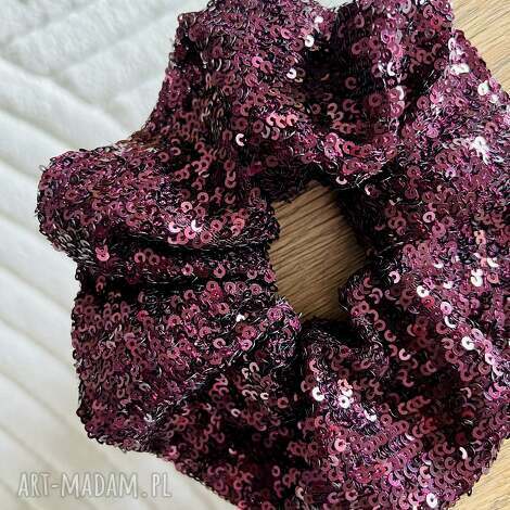 Scrunchie Deep Wine Zero Waste - duża gumka do włosów handmade