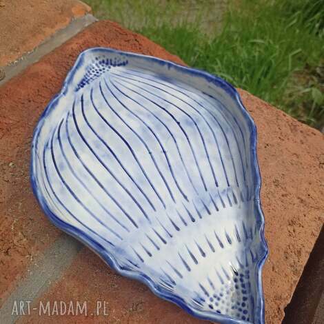 Patera ceramiczna w kształcie muszli - styl morski, handmade unikat