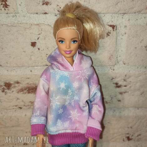 bluza z kapturem dla lalki barbie, kangurka