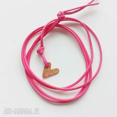 Serduszko wisiorek z matowionej miedzi na sznurku - ręcznie robiony Katarzyna Kamińska
