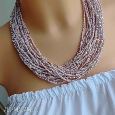 Naszyjnik Różowy Nude z Koralików - Handmade, 48 cm