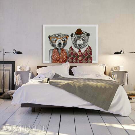 Obraz na płótnie 100x70 cm Miśki LOVE - wysyłka w 24h