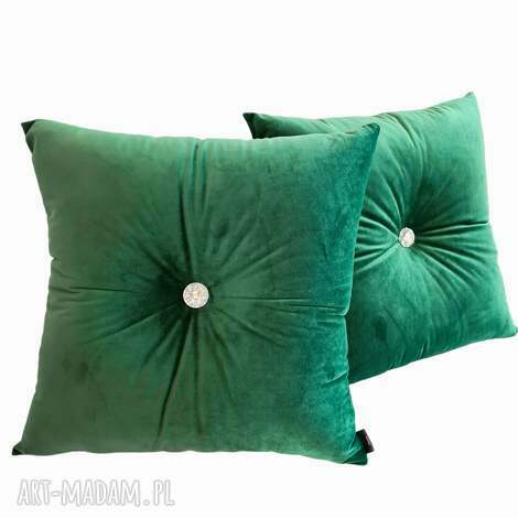 Poduszka premium glamour z weluru butelkowa zieleń 42x42 cm (handmade)