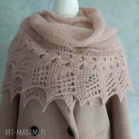 chustki i apaszki chusta z alpaki jedwabiu ręcznie robiona na drutach, pomysl