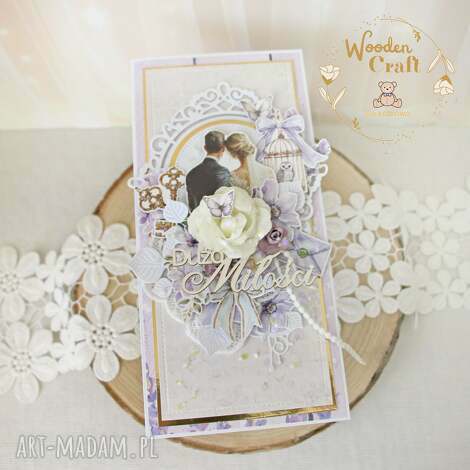 Romantyczna kartka ślubna handmade Violet Love