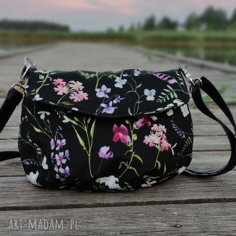 torebka z klapką - polne kwiaty, łąka, elegancka, prezent