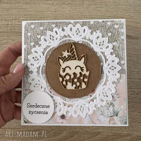 kartka na urodziny roczek babyshower z jednorożcem, prezent, prezent