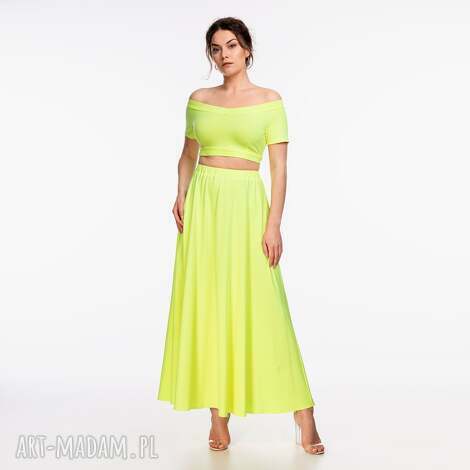 spódnica 2/ss/2023 maxi, bawełniana, neonowa, długa, letnia
