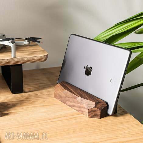 discarve stojak na laptopa drewniany orzech amerykański, pionowy uchwyt